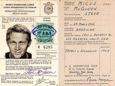 Steve McQueen's International Motorcycle License